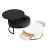 Modern Round Nesting Coffee Tables with Lift-Top and 2 Drawers - White or Black
