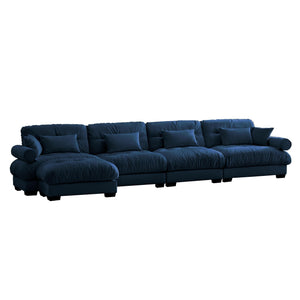 Oversized Modular Sectional Sofa with Movable Ottoman - Fabric, Multiple Colors