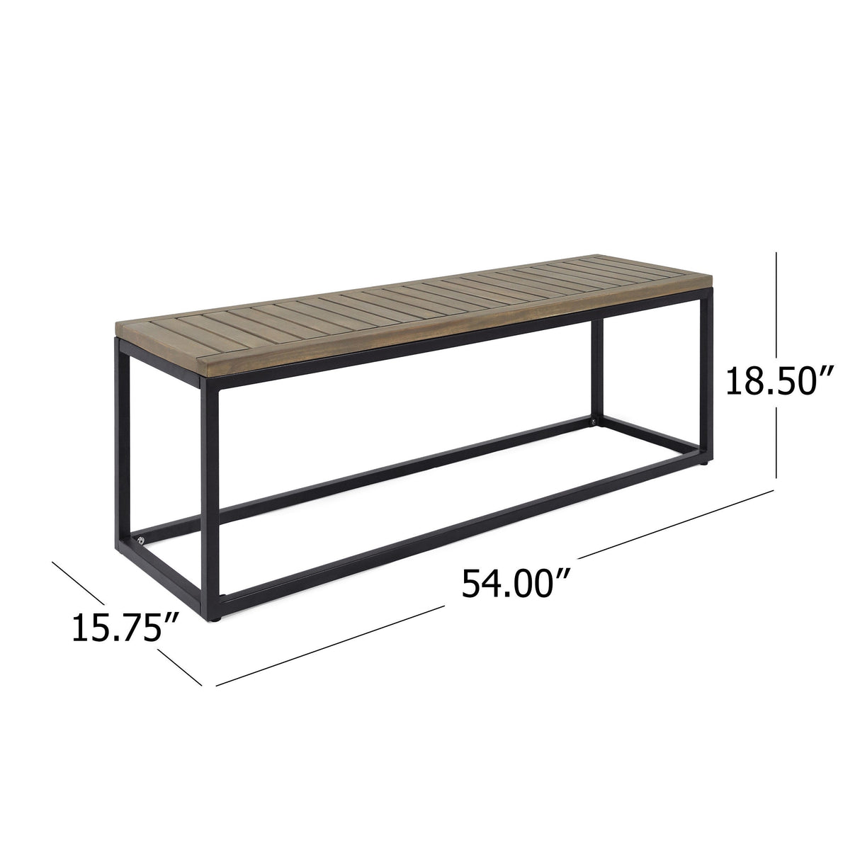 JECO Industrial Wood and Metal Outdoor Bench