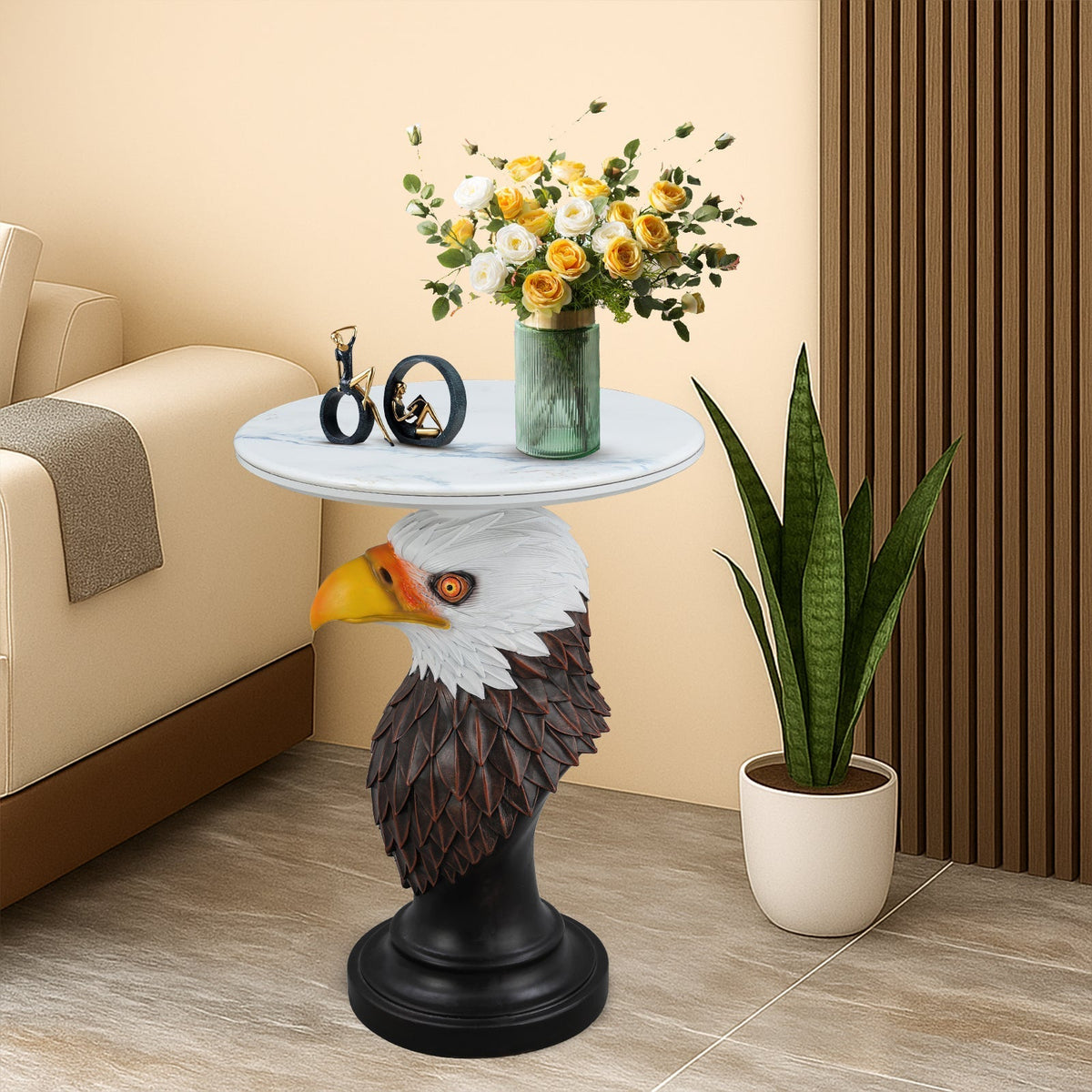 Eagle Head Accent Table Animal Statue End Tables Livingroom