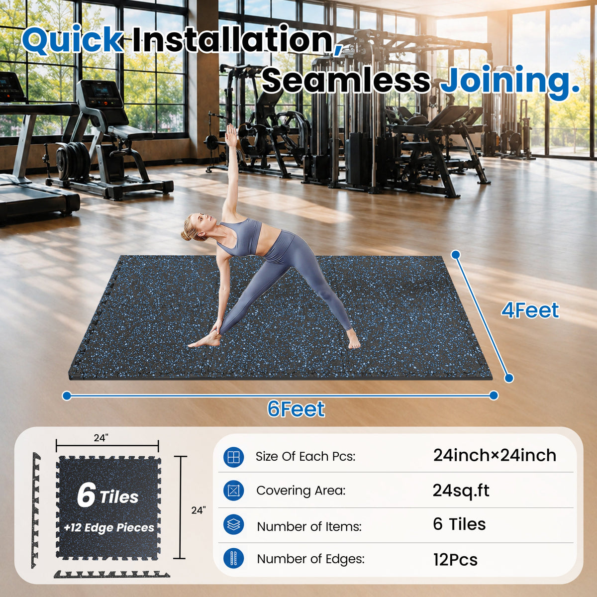 0.6 Inch Thick Gym Floor Mats