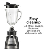Hamilton Beach Power Elite Wave Action Blender For Smoothies, 40 Oz Glass Jar, 12 Functions Including Puree, Crush Ice, 700 Watts - Black