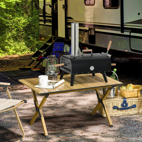 Portable-Wood-Fired-Outdoor-Pizza-Oven-–-Stainless-Steel-with-Rotating-Pizza-Stone,-Thermometer-&amp;-Peel-Outdoor-Grills