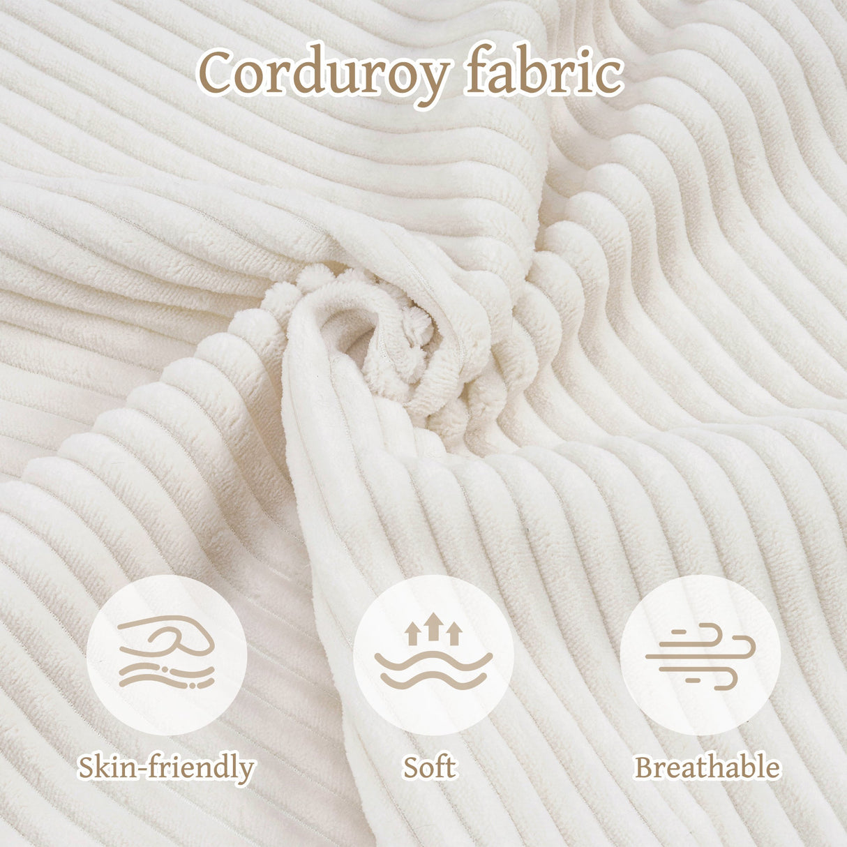 Three-Seater Sofa with Plush Corduroy Upholstery