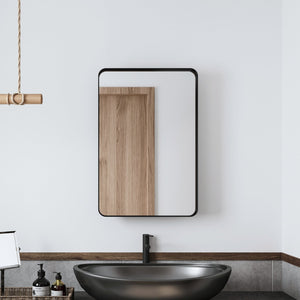 20x30 Inch Recessed Black Metal Framed Medicine Cabinet