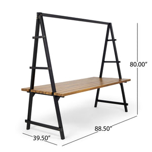 Huckleberry Acacia Wood Outdoor Dining Table With Plant Hanger - Teak