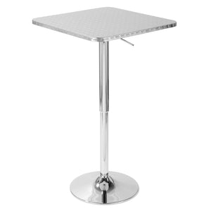 Bistro - Contemporary Adjustable Square Bar Table - Silver