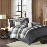 7 Piece Herringbone Comforter Set Grey Cal King
