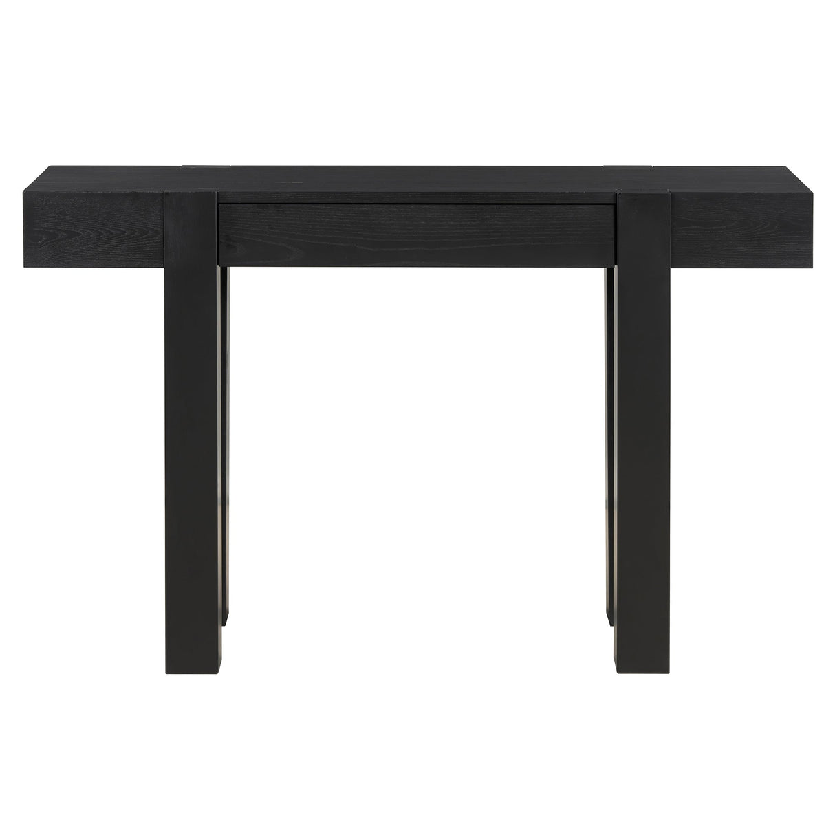 TREXM Rustic Minimalist Console Table with Hidden Drawer, Side Power Outlet