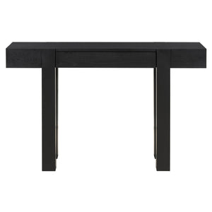 TREXM Rustic Minimalist Console Table with Hidden Drawer, Side Power Outlet
