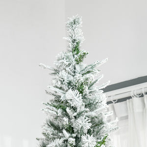 HOMCOM 9' Unlit Snow Flocked Pine Artificial Christmas Tree