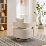 Fernleigh Swivel Accent Open Back Barrel Chair With Weathered Base