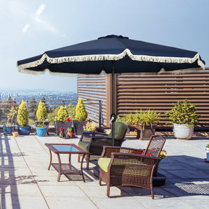 Outsunny 9ft Patio Umbrella with Push Button Tilt and Crank