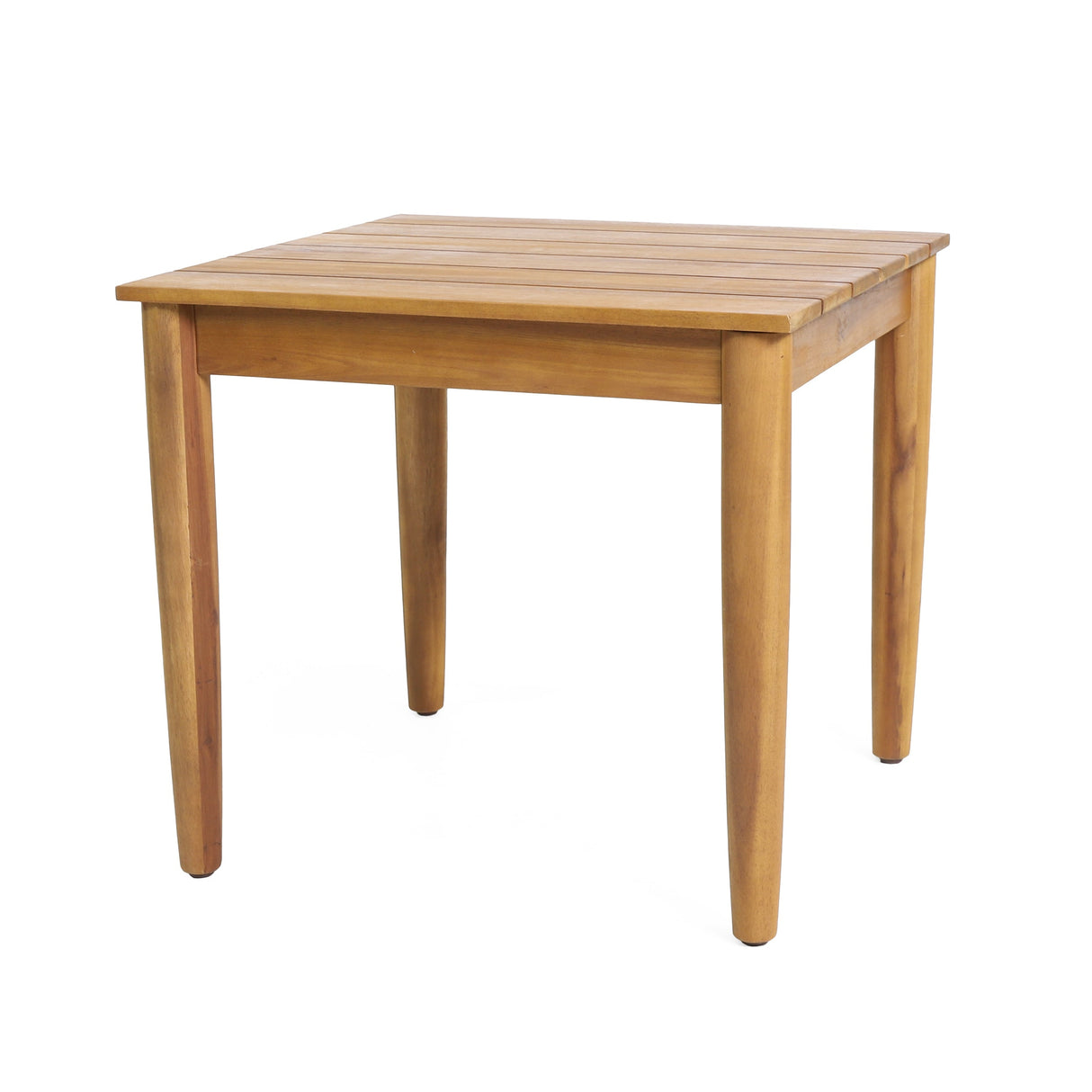 Acacia Wood Outdoor Set: 2 Club Chairs and Rustic Slat Side Table