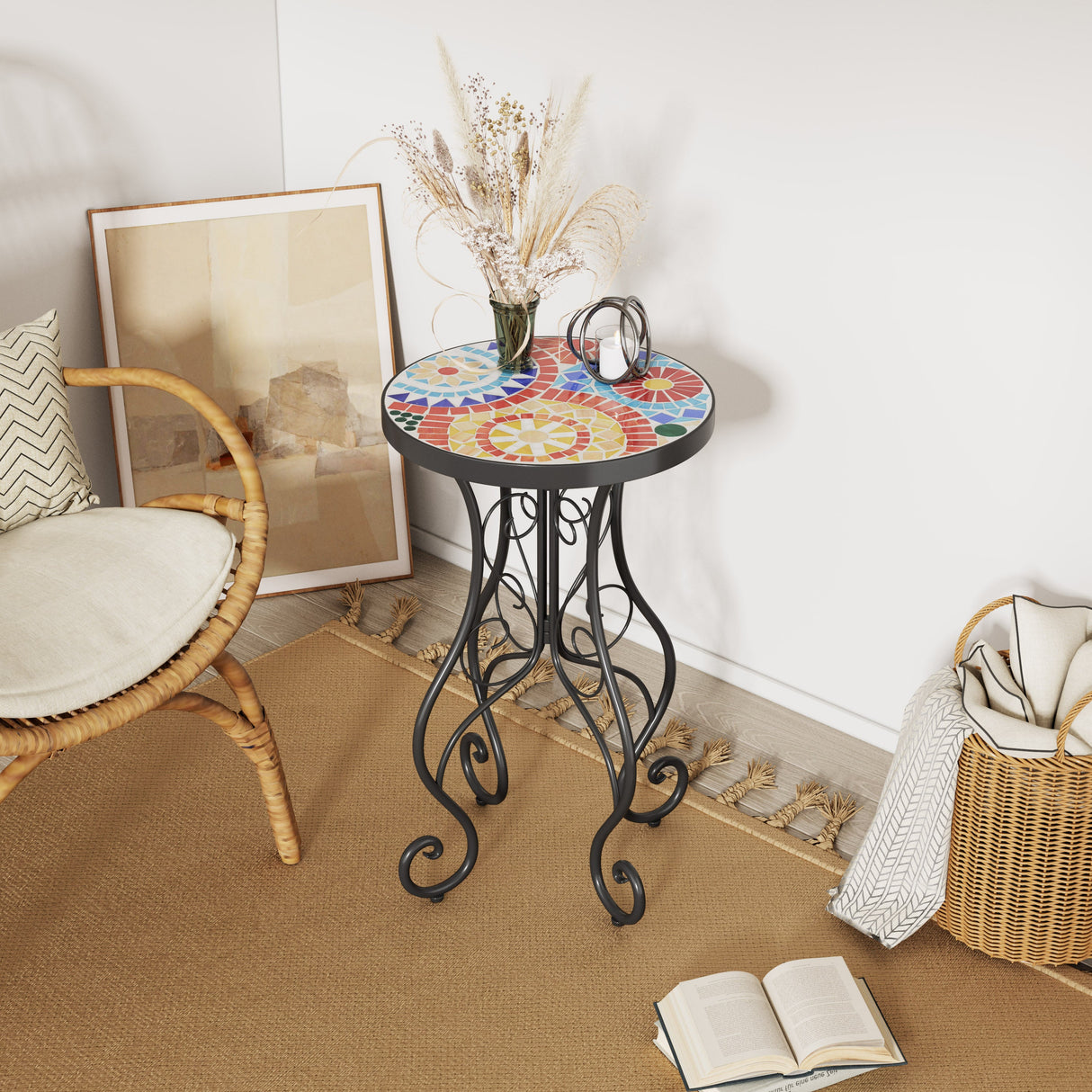 Outdoor Side Table, Colorful+Black