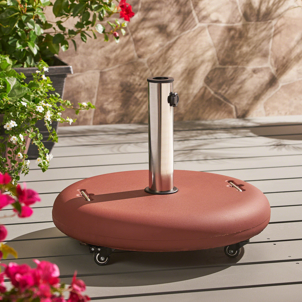 Wheelie umbrella base - round