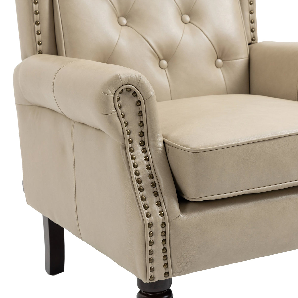 Modern Accent Lounge Chair with Sturdy Wood Legs in Camel PU Leather