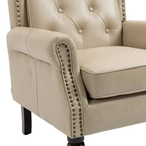 Modern Accent Lounge Chair with Sturdy Wood Legs in Camel PU Leather