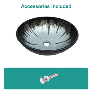 Crackle Vessel Sink With Pop Up Drain, Oval Bathroom Basin - Gray
