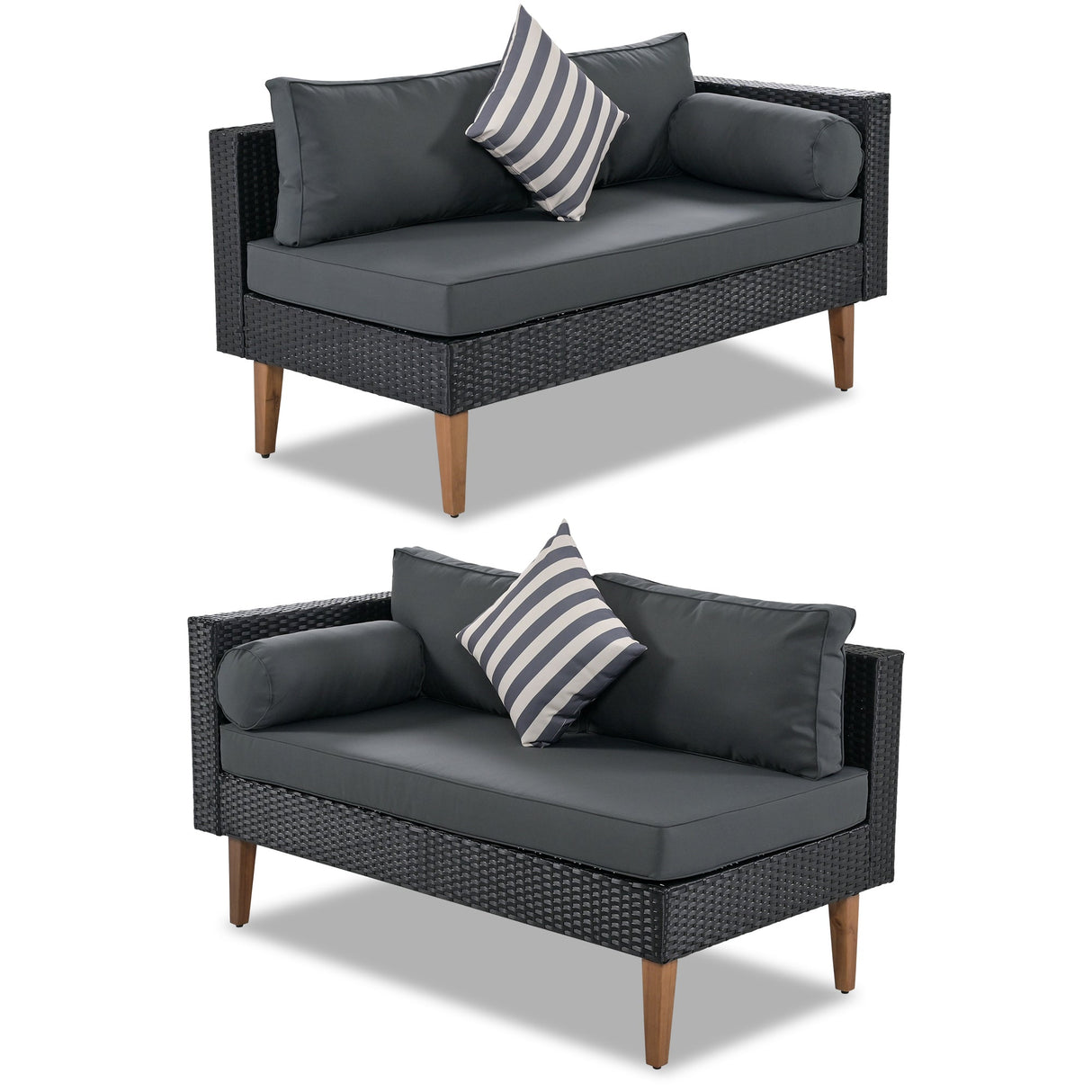 4-Pieces Outdoor Wicker Sofa Set with Colorful Pillows