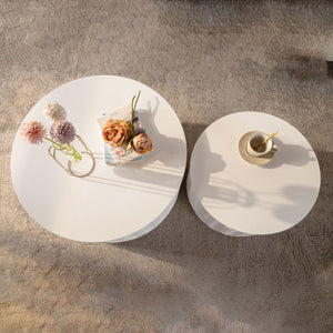White Round Storage Table Set with Lift-Off Lid