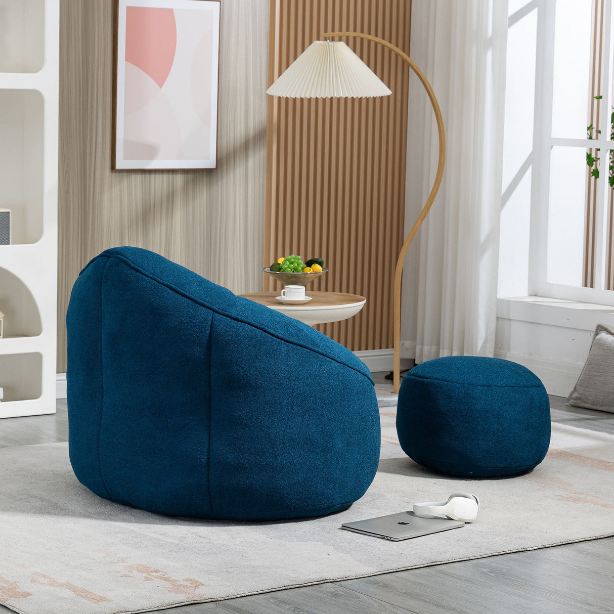 Bedding Bean Bag Sofa Chair High Pressure Foam With Footrest