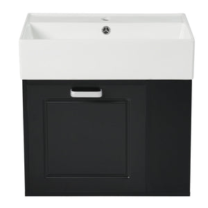 Modern Wall Mounted Bathroom Vanity With Sink, Soft Close Drawer, Adjustable Shelf, Toilet Paper Holder