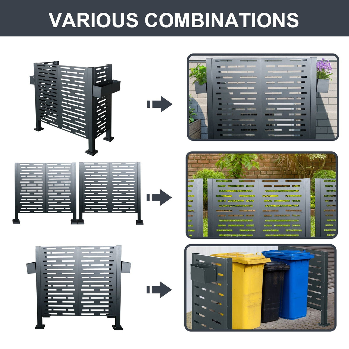 Air Conditioner Fence For Outdoor Units, Metal Privacy Fence Cover, Perfect To Conceal Air Conditioning Units, 3 Fence Panel