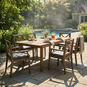 7 Pieces Acacia Wood Outdoor Dining Set