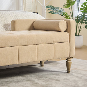 64.6"W Upholstered Chenille Flip-top Storage End of Bed Bench