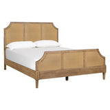 Queen Size Cane Platform Bed with Headboard and Footboard