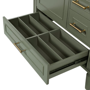Elegant Olive Green 30' Bathroom Vanity with Ceramic Sink and Ample Storage, Solid Wood and MDF Construction
