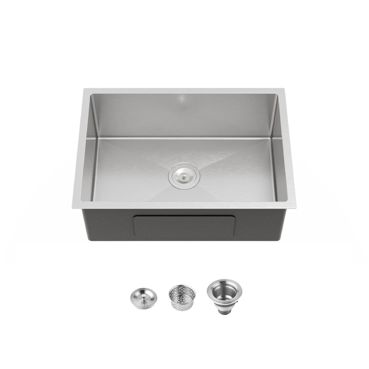 Stainless Steel Kitchen Sink, 27″x19″ Single Bowl, Undermount Handmade Sink in Brushed Nickel