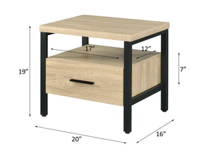 Oak Finish Nightstand with 1 Drawer and 1 Shelf