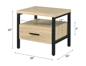 Oak Finish Nightstand with 1 Drawer and 1 Shelf - Modern Storage