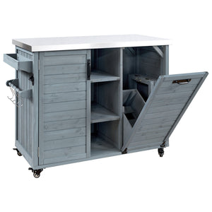 K&K 78.3' Outdoor Kitchen Island with Foldable Grill Table