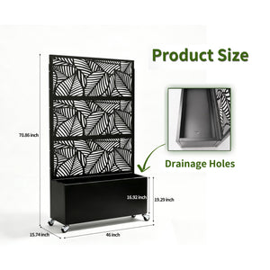 70.87" H × 46.06" W Leaf Pattern Privacy Screen with Planter Box