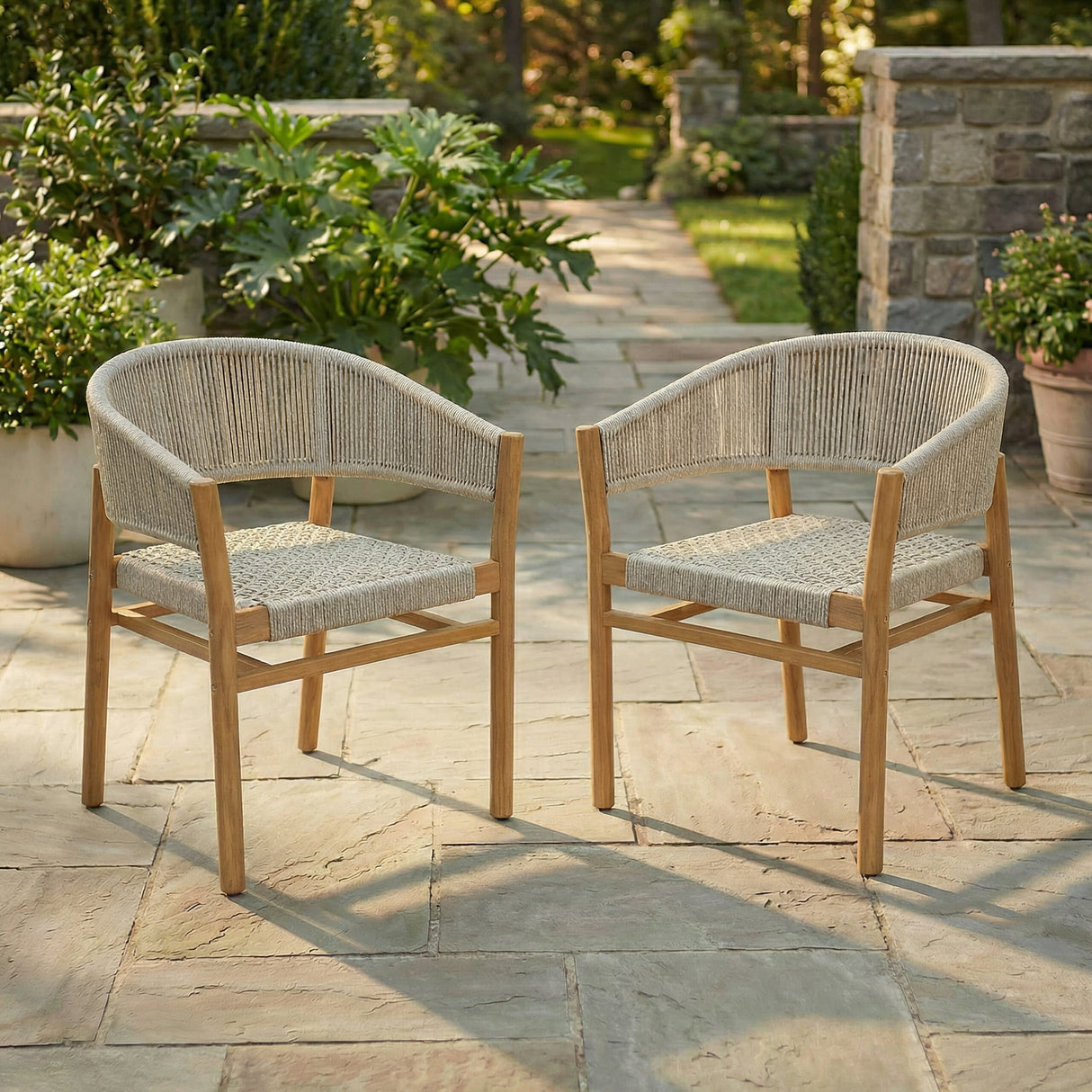 Outdoor Accent Chair Set for 2 Persons