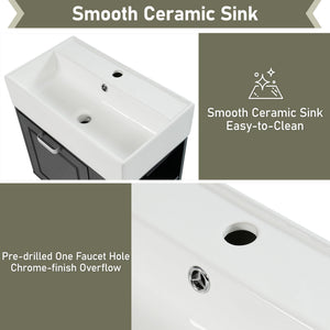 Modern Wall Mounted Bathroom Vanity With Sink, Soft Close Drawer, Adjustable Shelf, Toilet Paper Holder
