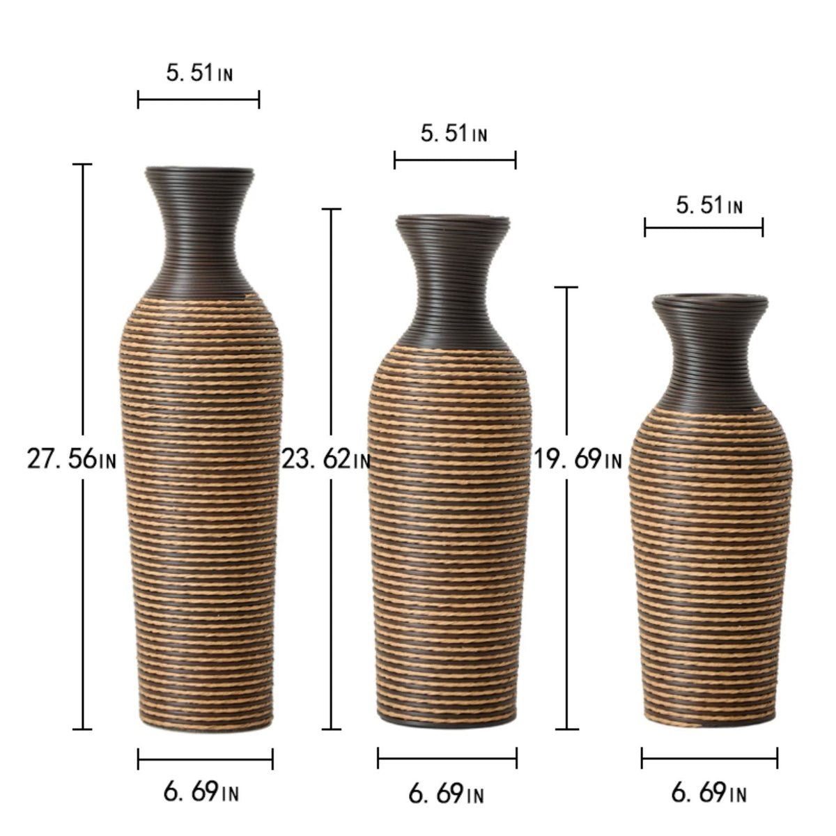 Classic And Neat Floor Vase, High Independent Flower Stand (Set of 3)
