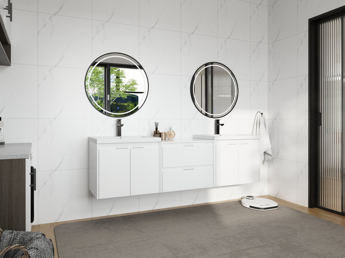 72" Bathroom Vanity With Resin Sink, Soft Close Doors, and 1-Side Cabinet