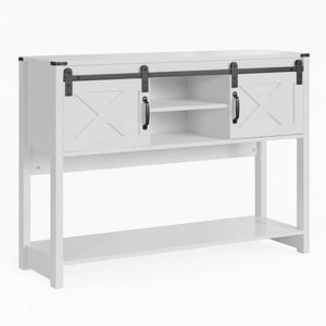 Farmhouse Entryway Table With Sliding Barn Door