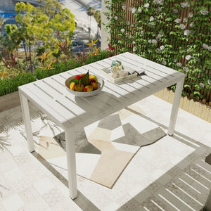 Modern Long Table with UV Resistant Powder-Coated Metal Legs