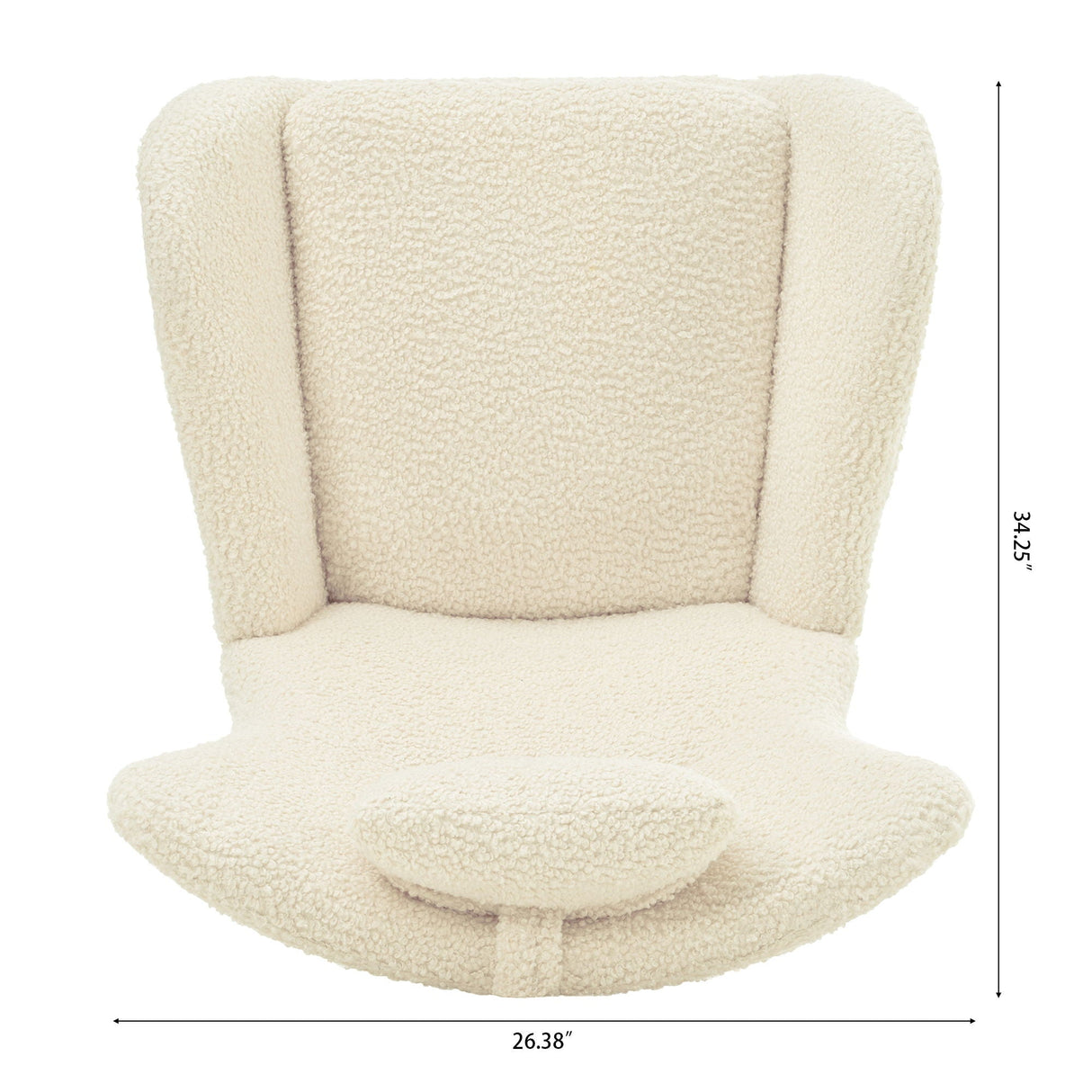 Rocking Chair Nursery, Teddy Upholstered Rocker Glider Chair With High Backrest, Adjustable Headrest & Pocket, Comfy Glider Chair For Nursery, Bedroom, Living Room, Offices, Rubber Wood