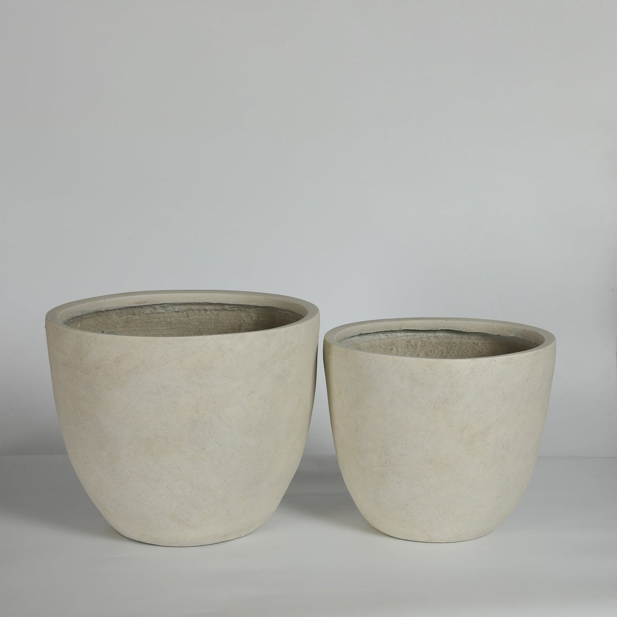 Round Concrete Planter Set of 2, Large Handmade Rustic Planter Pots