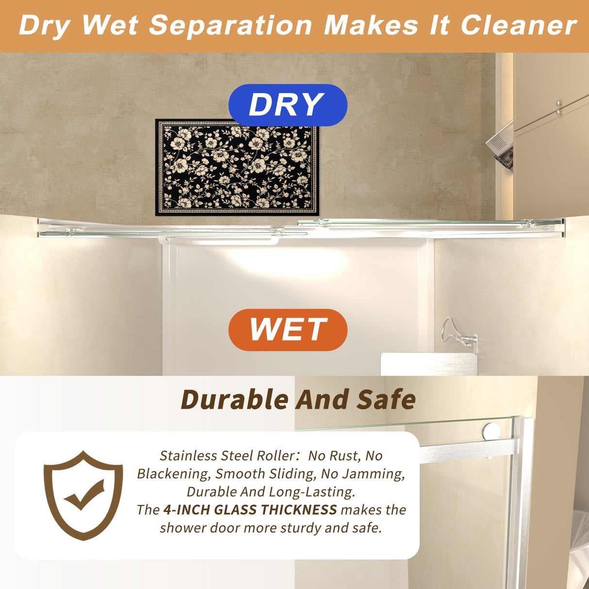 56-60 in.W x 76 in.H Semi-Frameless Sliding Shower Door