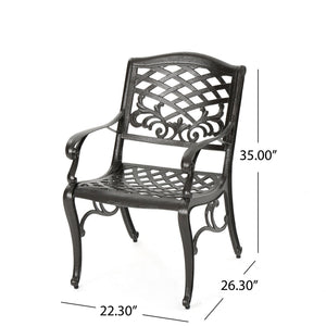 Luminea Outdoor Aluminum Dining Chair With Scroll Design