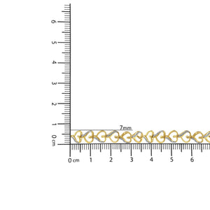 10K Yellow Gold over .925 Sterling Silver Diamond Accented Open Hearts 6”-9” Adjustable Chain Bolo Bracelet (H-I Color, I2-I3 Clarity)