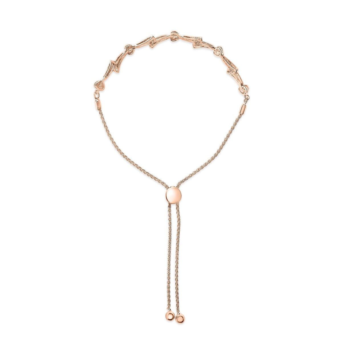 .925 Sterling Silver Diamond Accent Heart and Wave Link Bolo Bracelet (I-J Color, I2-I3 Clarity) - 6" to 9" Adjustable