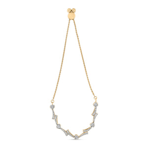 14K Yellow Gold Plated .925 Sterling Silver Diamond Accent Heart and Wave Link Bolo Bracelet (I-J Color, I2-I3 Clarity) - 6" to 9" Adjustable